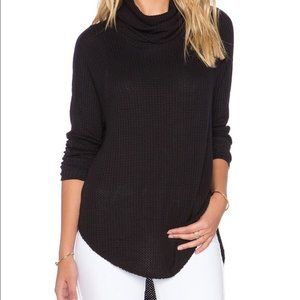 Black Waffle Knit Turtleneck